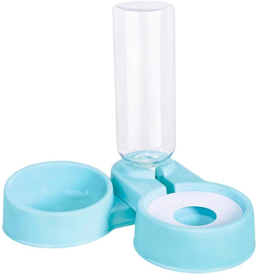 YLONG Double Dog Cat Bowls Pet Automatic Water Dispenser Detachable Dog Glass Feeder Bowl No-Spill Pet Food Water Bowls for Cats and Small Dog