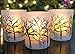 Holiday Votive Tealight Candle Holders Trees and Snow with Three Flameless Flickering LED Candles Included