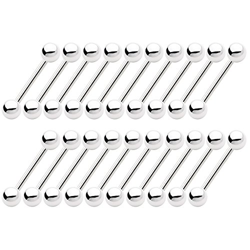 BodyJewelryOnline20PCS 316L Surgical Steel 14G Externally Threaded 22mm 19mm 16mm 13mm Straight Barbells Tongue Ring Nipple Bar Piercing Jewelry