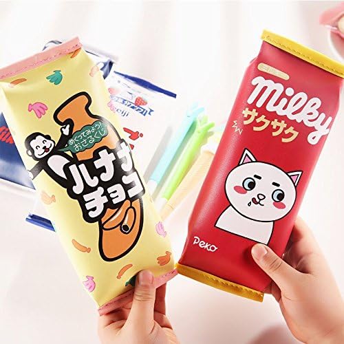 E013 New Student Stationery Cute Fun Leather Pencil Bag Creative Student Large Pencil Bag random