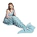 Kpblis Mermaid Blanket Bedding Large Tail Blanket with Scales Pattern Extra Warm and Soft Throw Blanket Sleeping Bag Birthday Saint Valentine's Day Gift Present for Adult 71×35inch Blue