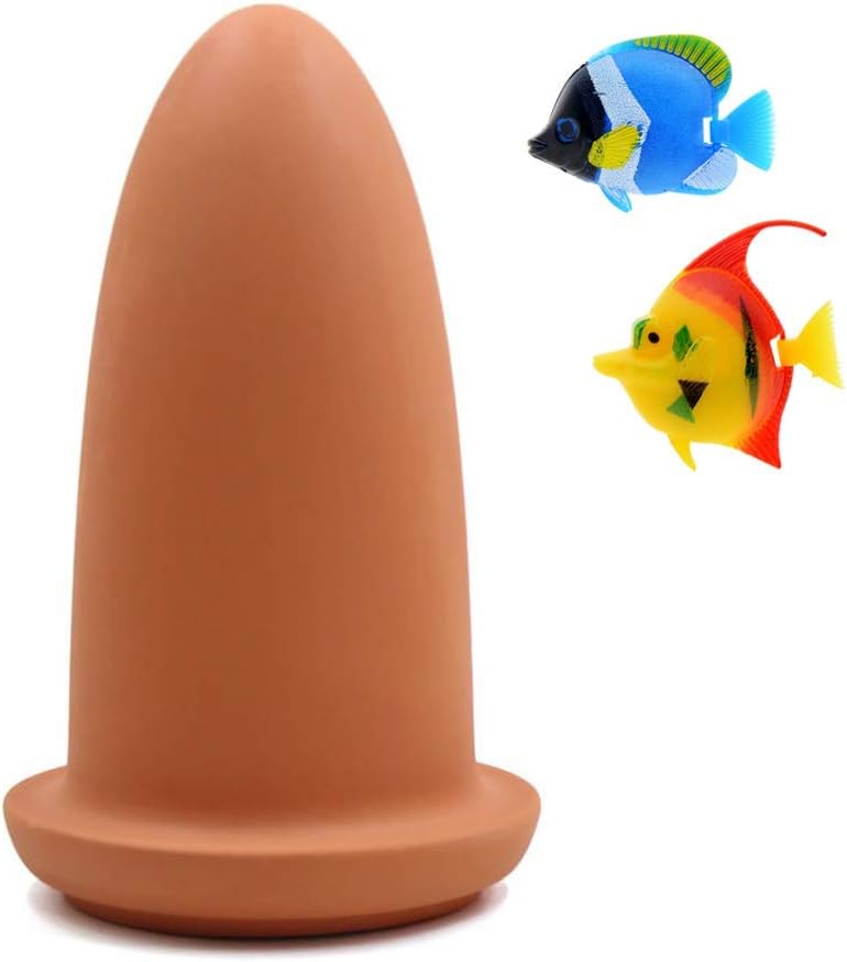 Uotyle Ceramic Spawning Cone 6.7 Inches Breeding Cones Cave Orange Aquarium Decorations Fish Tank Ornaments for Discus Clownfish Angelfish Aquatic Pets Play Hide Rest