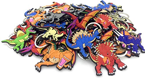 OHill Pack of 48 Dinosaur Keychains Kids Dinosaur Party Favor Supplies