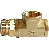Joywayus Brass Pipe Fittings T Shaped 1/2" Male To 1/2" Male To 1/2" Female Thread 3 Way Forged Tee Pipe Tube Fitting(pack Of 2) 1/2"-F*M*M