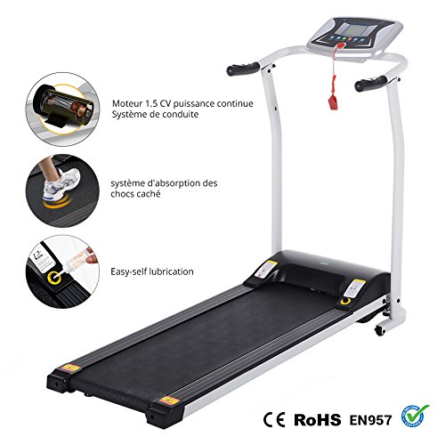 Folding Treadmill, Electric Running Machine with LCD Monitor Motorized