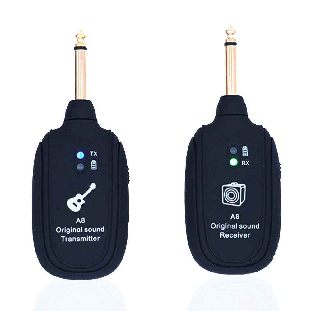 Alnicov Wireless Guitar System 20Hz-20kHz UHF Wireless Guitar Transmitter Receiver for Electric Guitar Bass Violin A8 upgraded version