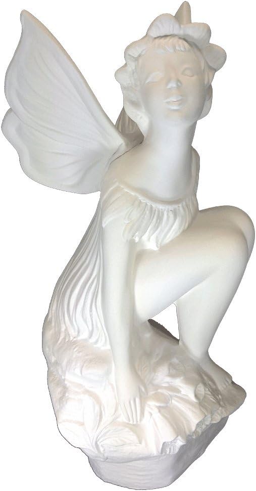 Ceramic Bisque - Ready to Paint - "Abella" The Fairy Sitting on a rock.