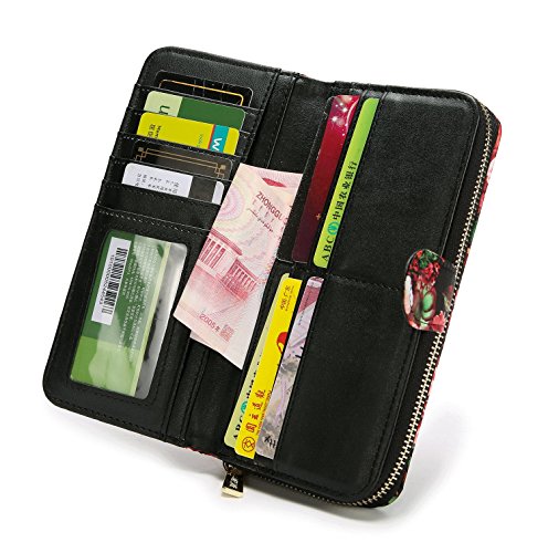 LOVESHE Women's Bueaty Flower Polyester Bifold Purse Clutch Wallet Card Holder New Fashion(17DHH28) - Thumbnail 2