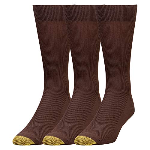 Gold Toe Men's Metropolitan Dress Socks, 3Pairs, Brown, XLarge