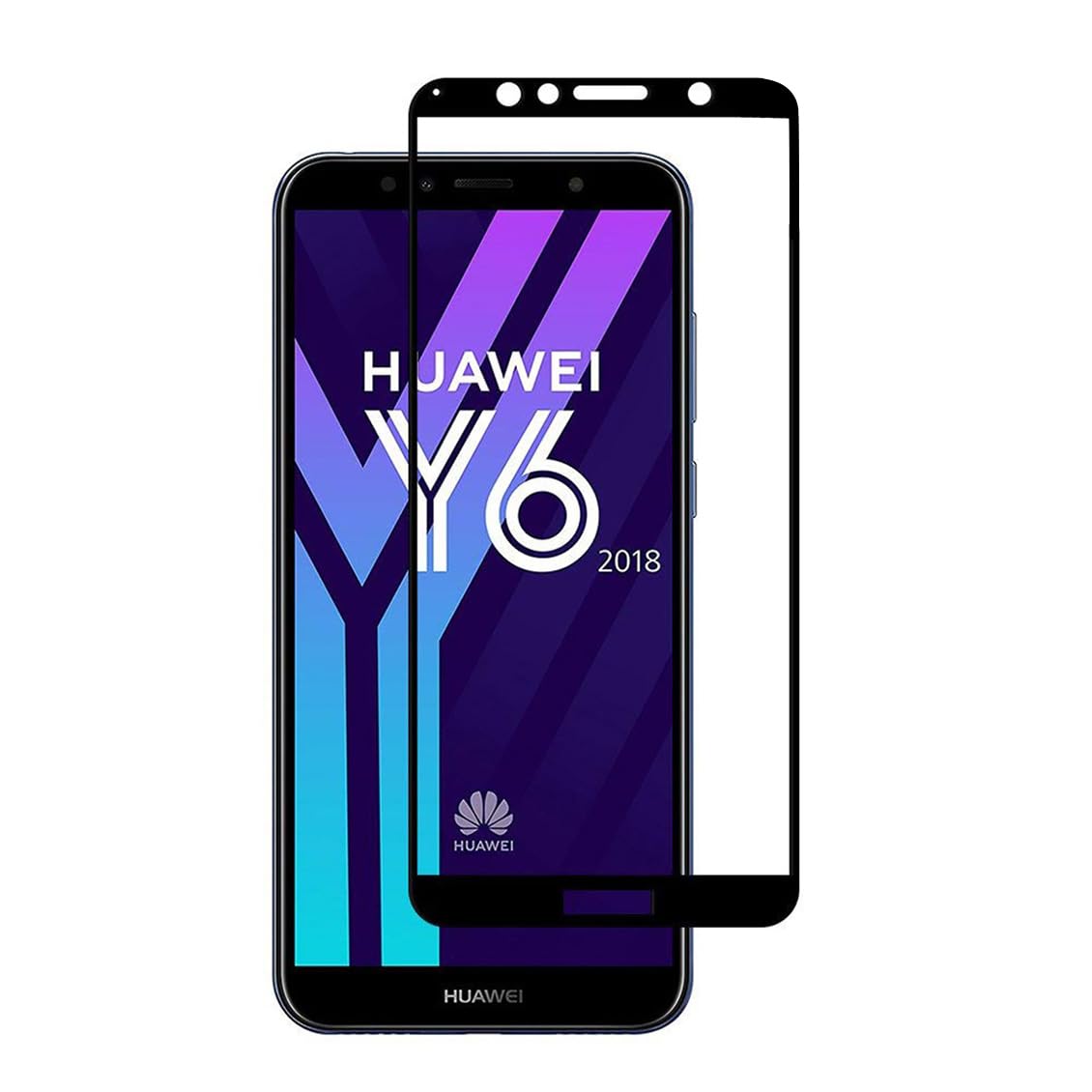 E-Hamii 3D Protective Film Replacement for Huawei Y6 2018 (Black), Complete Cover Premium Toughened Glass Screen Protector HD Full Screen Protector