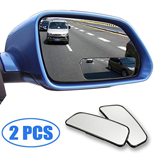 Blind Spot Mirrors, 360 Degree Rotate Adjustable Square Blind Spot Mirror, Waterproof Glass Car Blind wide Mirror for traffic safety (Pack of 2)