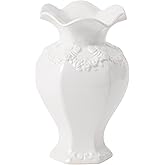 MARTAGE White Ceramic Vase, Decorative Vases for Modern Home Decor, Farmhouse Minimalist Decor, Boho Flower Vases for Living Room, Bedroom, Kitchen, Dining Table, Office, Wedding, 8.5 Inches