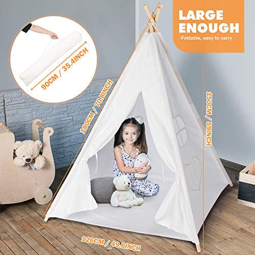 Peradix Tipi Infantil Tienda,con Cojín Cuadrado Carpa Dejuego Tienda India par,Interior / Exterior Tienda Campaña para Niños,Carpa Tipi para Niños Fondo de Fotografía de Juguete