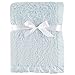 Hudson Baby Unisex Baby Sherpa Plush Blanket with Satin Binding, Powder Blue, One Size