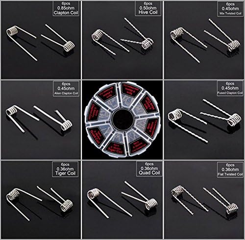 YEHAM 48 pcs Prebuilt A1 Kanthal Resistance Wire Coils Kit 8 Different Style Heating Wires