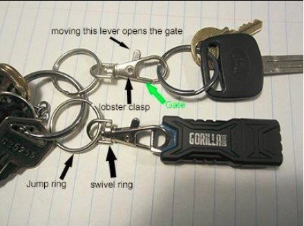 Curved Lobster Clasps Metal Swivel Lanyard Snap Hook with Key Rings,TV Remote Key Chain ,Manual art keychain ,50 PCS Silver