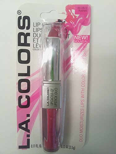 LA Colors Lip Gloss & Lipstick Duo, Moisturizes lips with natural color & high Shine, BLC823 Flushed