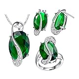 J.MOSUYA Music CZ Jewelry Set for Women, 18k White Gold Plated Crystal Earring Necklace Set