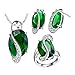 J.MOSUYA Music CZ Emerald Jewelry Set for Women, 18k White Gold Plated Crystal Earring Necklace Set