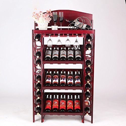 Solid wood wine rack Stand wine rack Multi-layer creative wine display rack Vertical solid wood wine rack Large capacity can hang red wine decoration rack (Size: 130*73*35cm) ( Color : A )