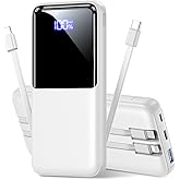 Portable Charger Power Bank - 15,000mAh Battery Pack Portable Phone Charger with Built in Cable 22.5W Fast Charging Powerbank