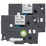 2PK Onirii Compatible Brother p touch TZ241 TZe241 TZ-241 TZE241 label Tape 18MM Wide x 8m Length 0.7
