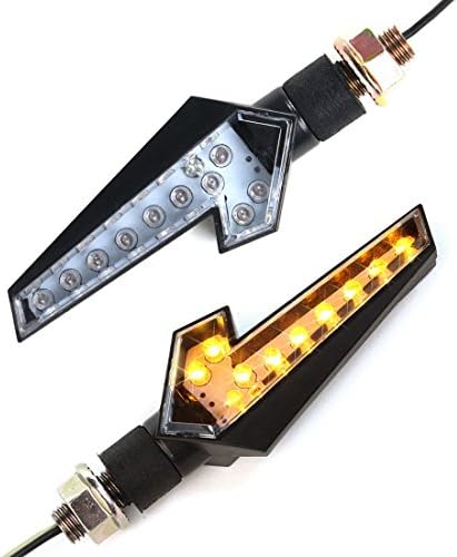 2x Black Motorcycle Turn Signal LED Indicators 10 LED Blinkers Lights Amber Yellow Universal fit