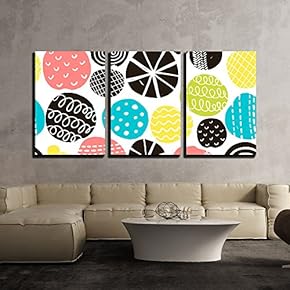 3 Piece Canvas Wall Art - Vector - Simple Scandinavian Pattern. Vector Illustration with Cute Circles. - Modern Home Art Stretched and Framed Ready to Hang - 16"x24"x3 Panels