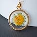 Sunflower Sunshine Daisy Real Pressed Flower Pendant 18k Gold Plated Necklace for Women Handmade