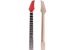 Alnicov Electric Guitar Neck Maple Head Rosewood Fretboard 24 Fret for Parts Replacement Red
