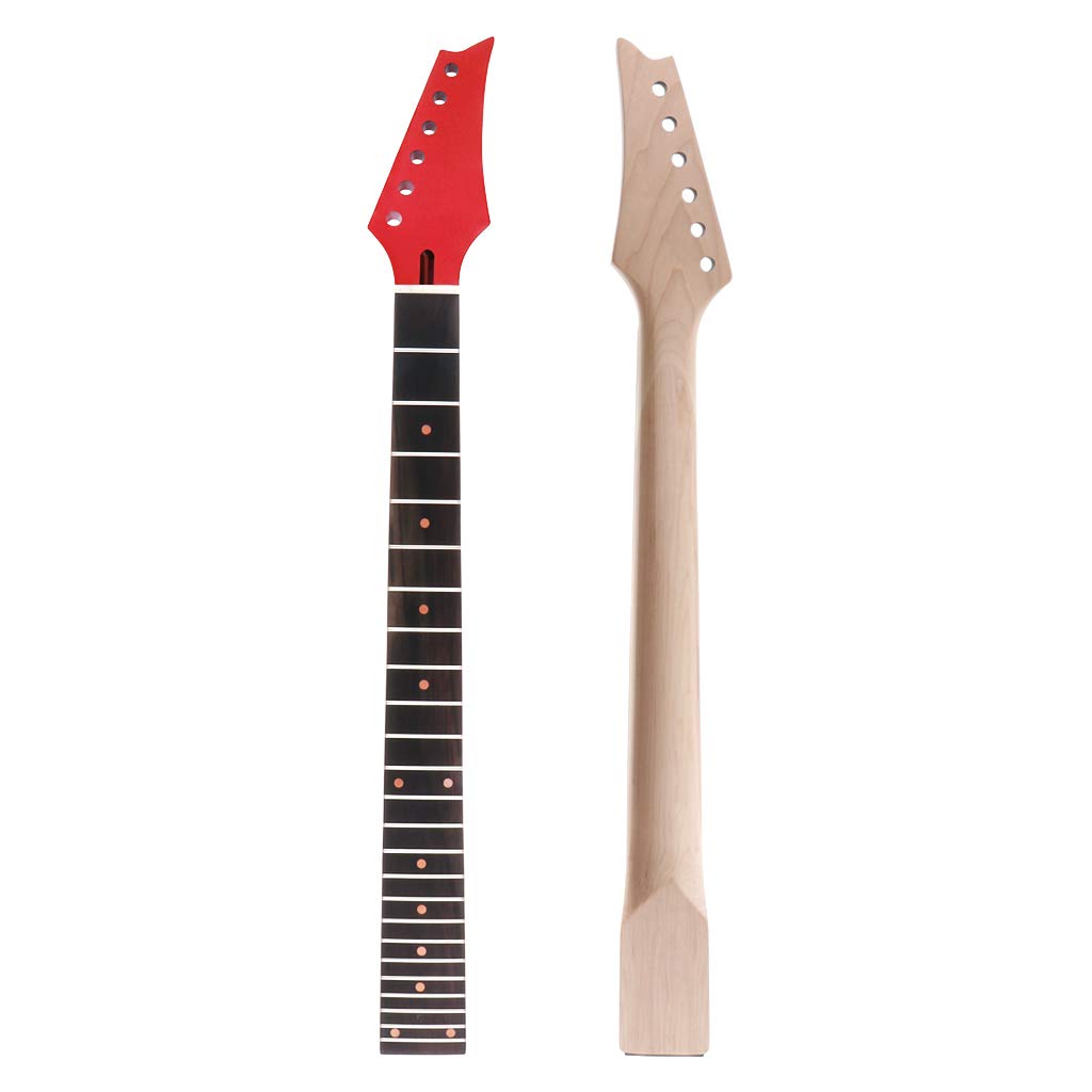 Alnicov Electric Guitar Neck Maple Head Rosewood Fretboard 24 Fret for IBZ Parts Replacement Red