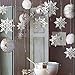24Pcs Snowflake Christmas Hanging Party Decor Supplies,12PCS 3D Silver Snowflakes & 12PCS 3D White Paper Snowflakes Hanging Garland for Christmas Winter Holiday New Year Wonderland Party Home Decoration primary