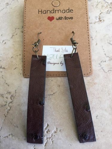 Simple Bohemian Leather Earrings Rustic Knot pattern Saddle Brown Dangle Earrings, Diffuser earrings, Unique gift, Handmade, BoHo Style