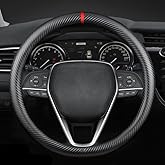 YOUDAXIN Carbon Fiber Leather car Steering Wheel Cover, Comfortable and Anti-Skid, Universal 15 inch (Black)