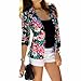 Winson Lady Flower Printed Short Suit Overcoat Long Sleeves Jacket Fashion OL New,Photo Color,Medium