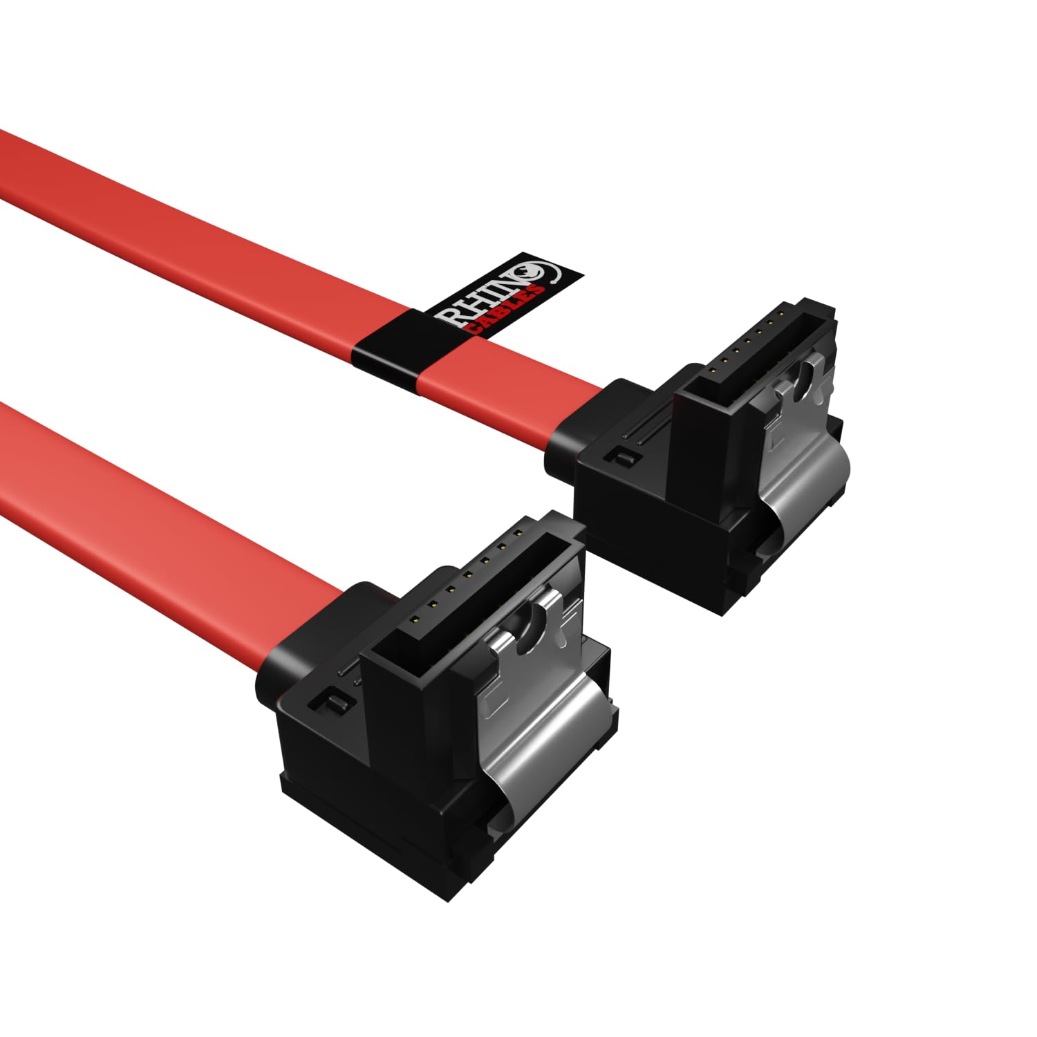 rhinocables 90cm SATA II Cable Serial ATA Hard Drive Data LOCKING Lead - Right Angled to Right angled Hea