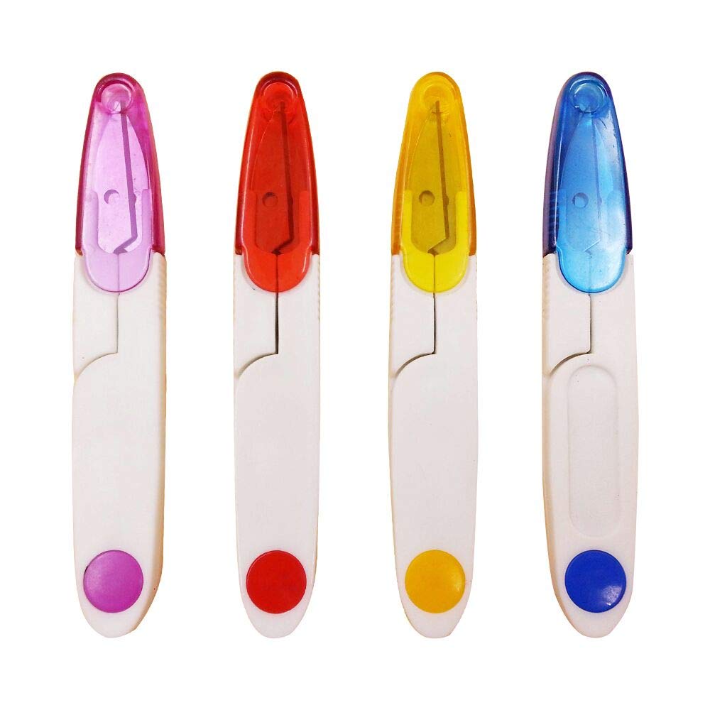 Thread Snips Sewing Snippers 4pcs Cross Stitch Scissors Plastic Handle Cutters Clippers for Travel Tailor Seamstress Fishing Clothes Embroidery Craft