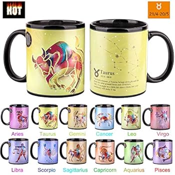 Heat Changing Constellation Mug 12 OZ Color Changing Mug with Gift Box for Women/Men-Taurus