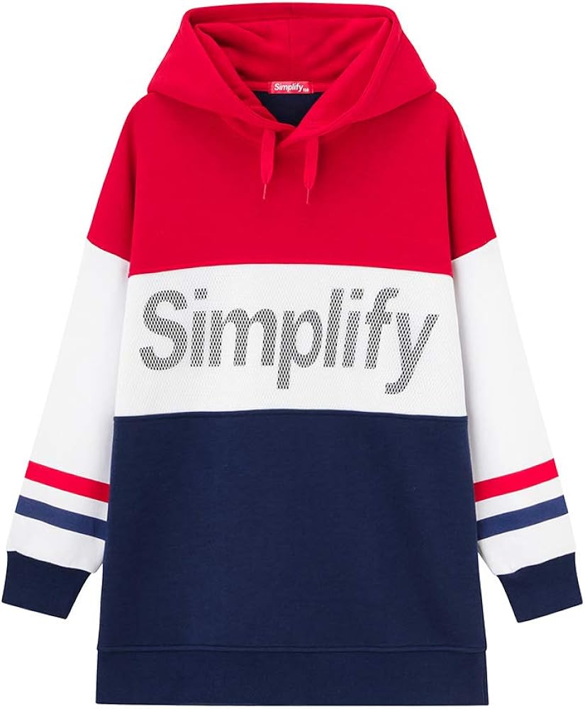 Amazon 子供 男の子 女の子 パーカー トレーナー キッズ ボーイズ ガールズ Simplify 裏起毛ビッグシルエット切替パーカー プルオーバー 裏起毛 スウェット Mh697 711a レッド 130cm トレーナー パーカー 通販