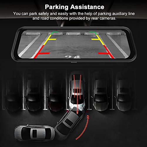Backup Camera, 10Inch 1080P HD Mirror Dash Camera, Rear View Front and Rear Dual Lens with Loop Record, G-Sensor, 1080P Waterproof Reversing Assistance Camera, Parking Monitor, Night Vision [GRC] - Thumbnail 5