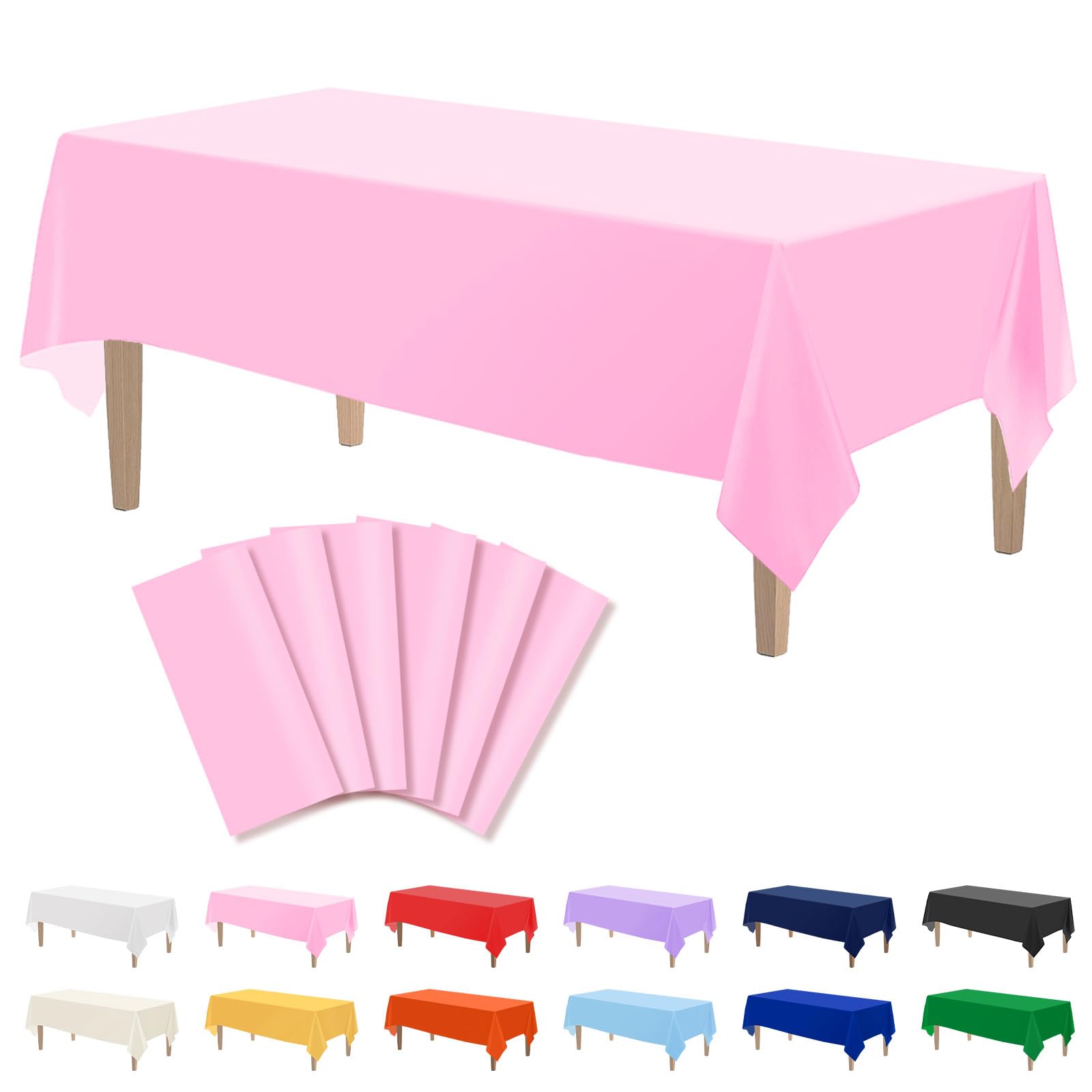Kopokita 6PCS Pink Plastic Tablecloths 54 x 108