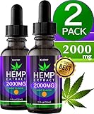 2 Pack Hemp Oil 2000MG. Anxiety Reducer. Pain Relief. Natural Sleep Aid. Weight Management .with Natural Mint Flavor.