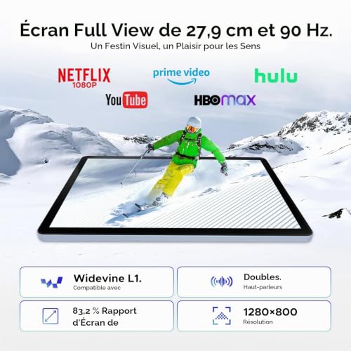 POPUX P11 Tablette 11 Pouces, Tablette Android 16 avec 48Go+128Go/2To TF, T7250, 90Hz Display, 8800mAh, Gemini AI, Tablette avec Stylet & Clavier, 13MP+5MP, Widevine L1, Face ID, 5G WiFi, Gris