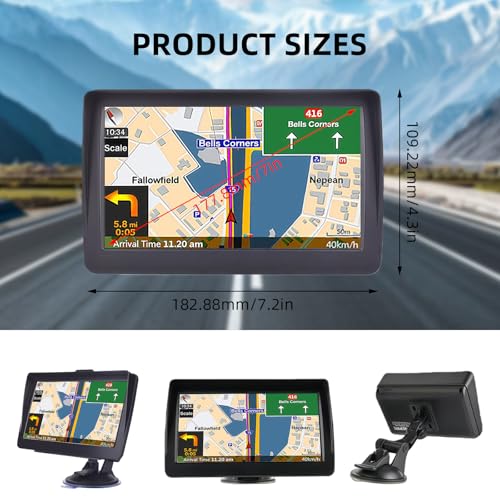 7” Car & Truck Sat Nav with UK & Europe 2026 Maps, Free Lifetime Updates, GPS Navigation System for HGV, Voice Guidance, Speed Camera Alerts & Postcode Search