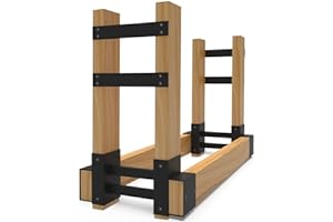 BALIE SPACE Outdoor Firewood Rack Brackets Kit for Fire Wood Pile Storage, Adjustable log stacking Stand Holder for 2x4 lumbe