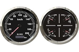 ELING Gauge kit 110mm Speedometer GPS 200km/h 4in1 Multi-Function Gauge Fuel Level Water Temperature 100-250℉ Oil Pressure Vo