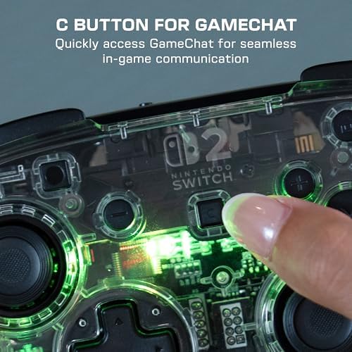 Afterglow Clear Mando de juego RGB inalámbrico para Nintendo Switch 2