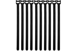 BOUTI1583 50 Pcs Reusable Fastening Cable Ties, Microfiber Cloth 12 Inch Hook and Loop Cord Ties, Black
