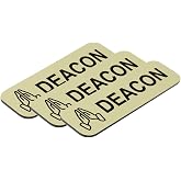 Deacon 1 x 3" Name Tag/Badge, Brushed Gold, Praying Hands Design (3 Pack)