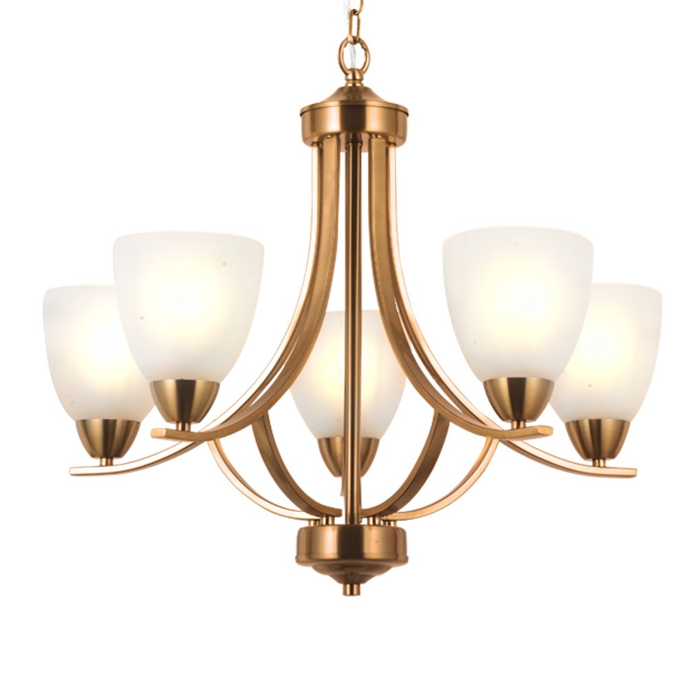 VINLUZ 5 Light Contemporary Chandeliers Brushed Brass Modern Ceiling